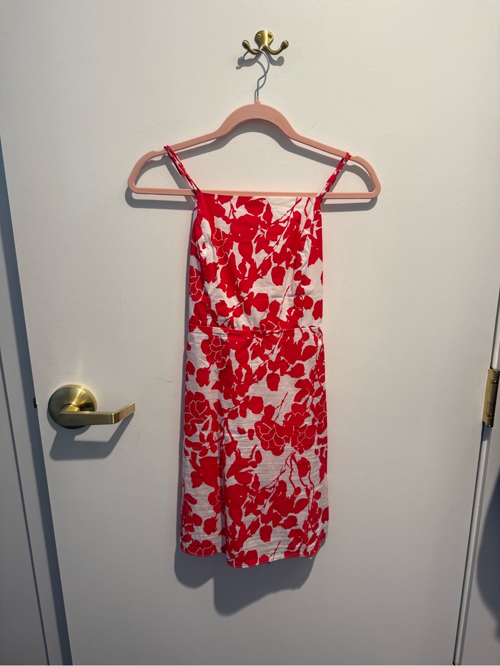 Red Floral Spaghetti-Strap Mini Dress